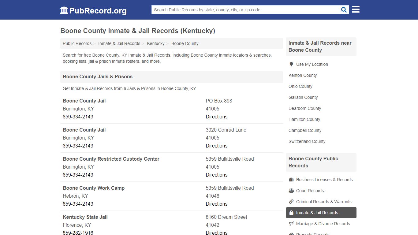 Free Boone County Inmate & Jail Records (Kentucky Inmate ...